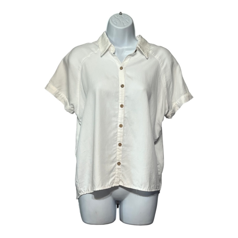 OAT New York White Button Front Cocoon Top XS